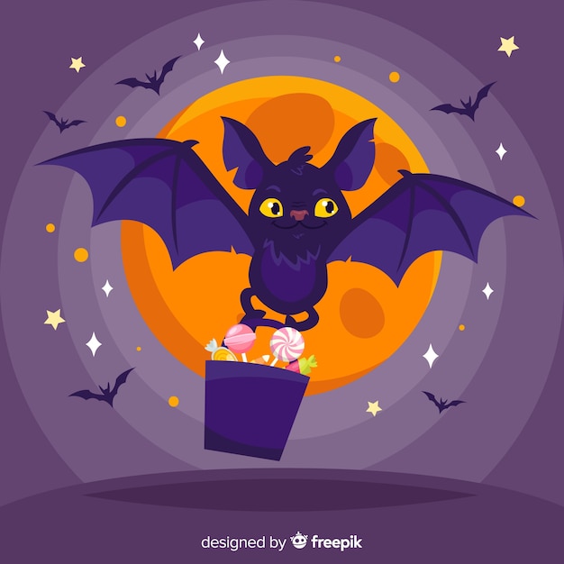 Lovely halloween bat with flat design