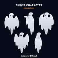 Free vector lovely halloween ghost collection with flat design