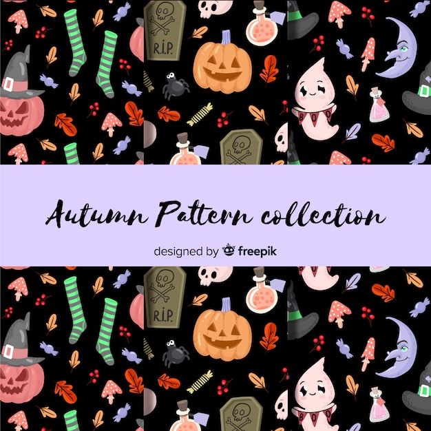 Lovely halloween pattern background collection