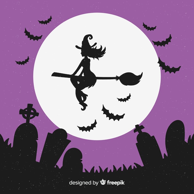 Бесплатное векторное изображение Прекрасный фонарик ведьмы хэллоуина