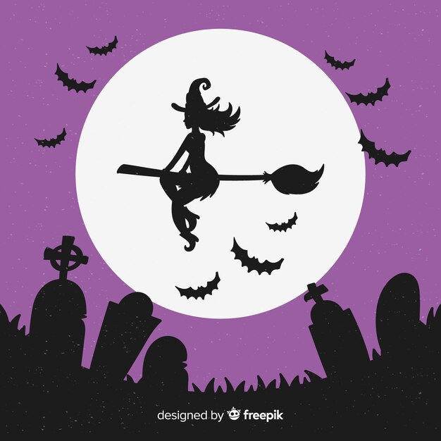 Free Vector lovely halloween witch background