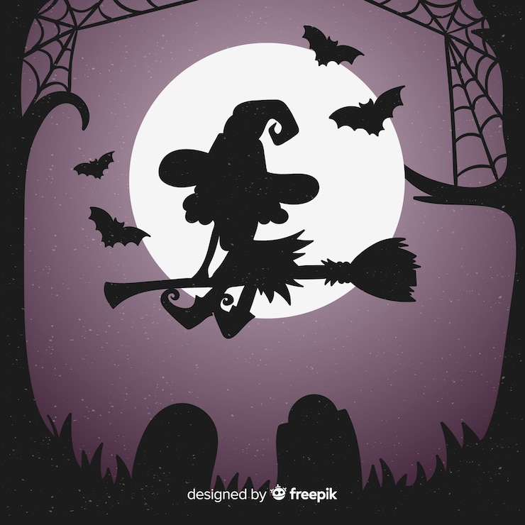 Free Vector lovely halloween witch background