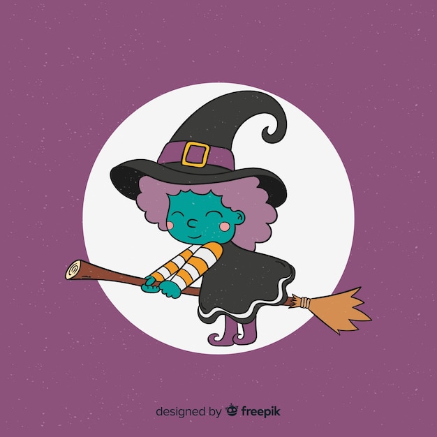 Free vector lovely halloween witch background