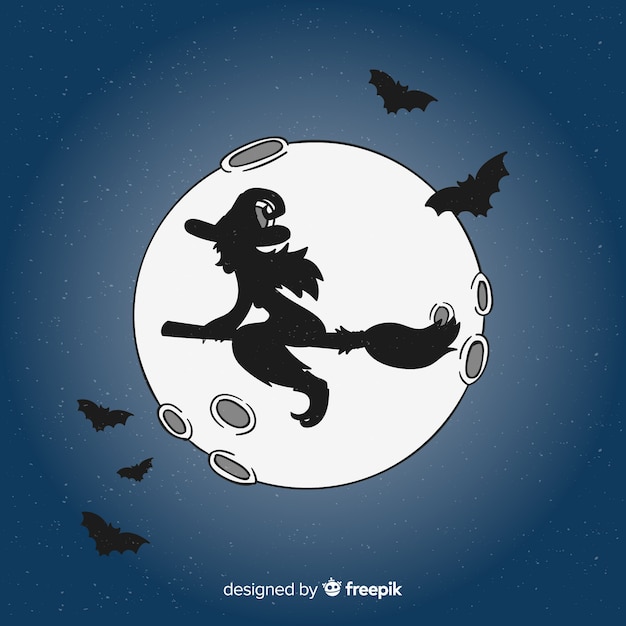 Free Vector lovely halloween witch background