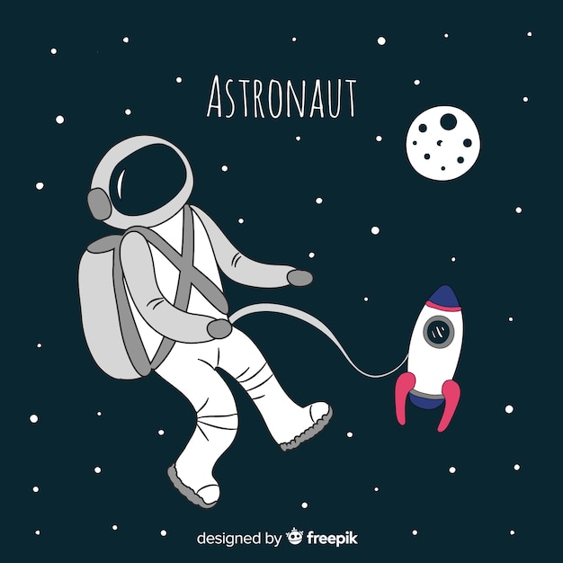 Lovely hand drawn astronaut character