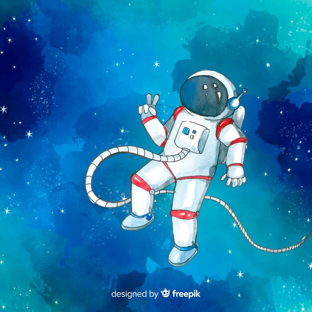 귀여운 손으로 그린 우주 비행사 캐릭터