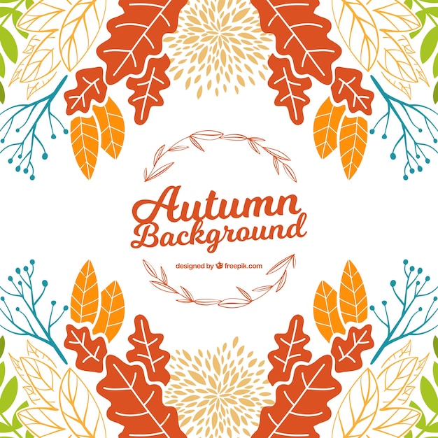 Free vector lovely hand drawn autumn background