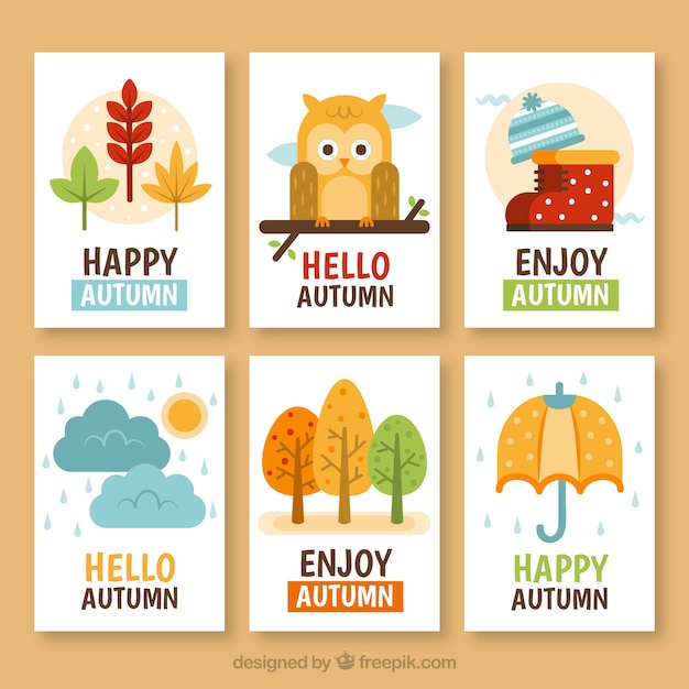 Lovely hand drawn autumn card collection