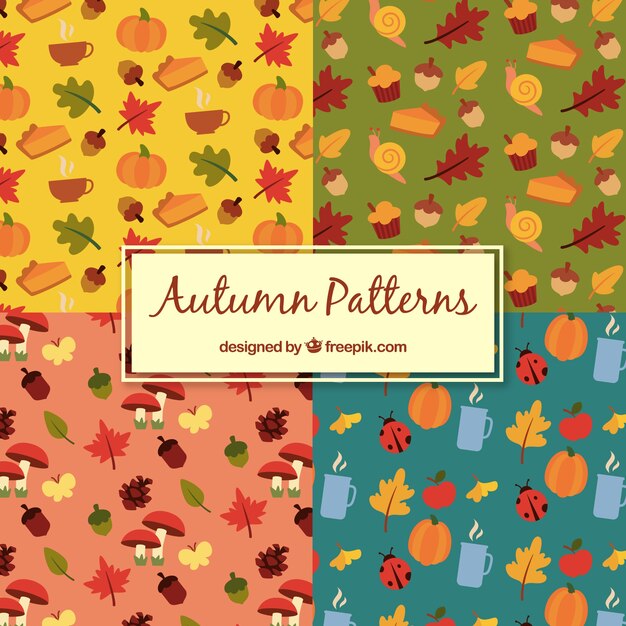 Lovely hand drawn autumn pattern collection