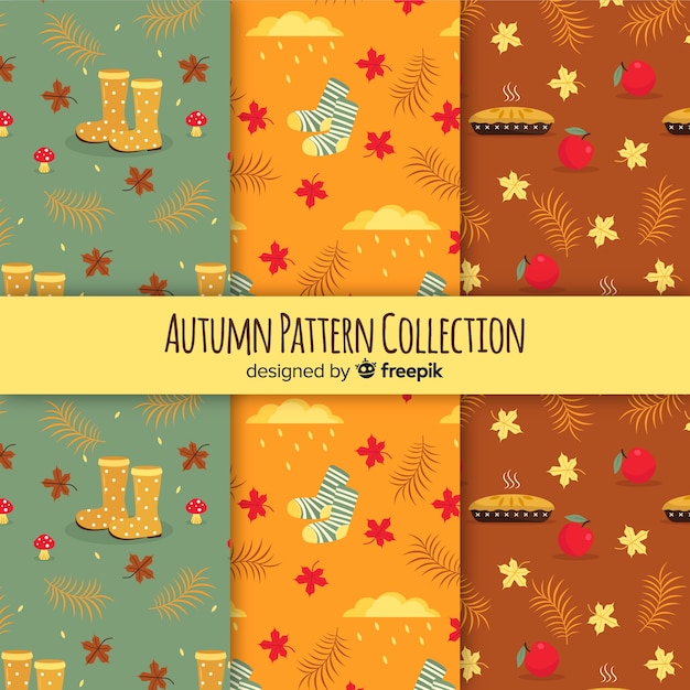 Free vector lovely hand drawn autumn pattern collection