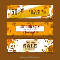 Free vector lovely hand drawn autumn sale banners