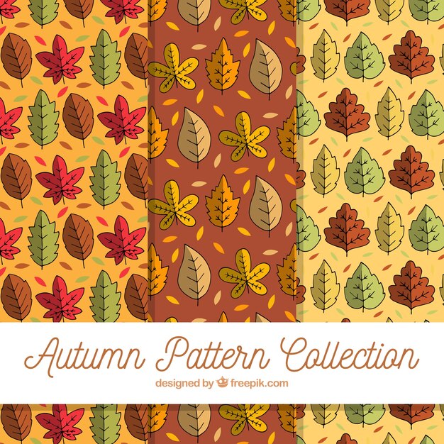 Free vector lovely hand drawn autumnal pattern collection