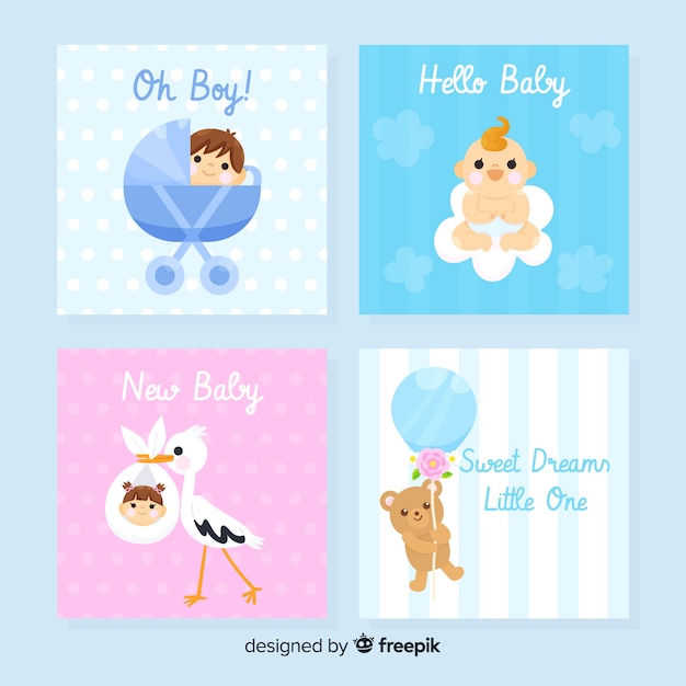 Lovely hand drawn baby shower card collection