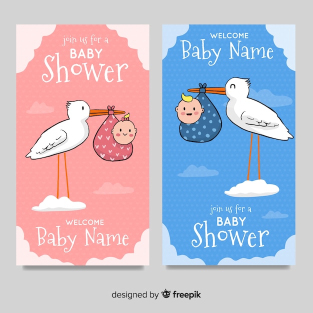 Lovely hand drawn baby shower card collection