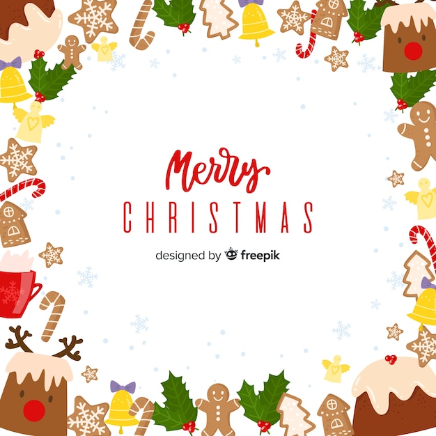 Free vector lovely hand drawn christmas background