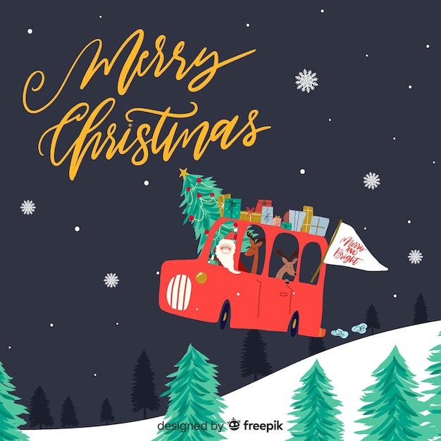 Free vector lovely hand drawn christmas background