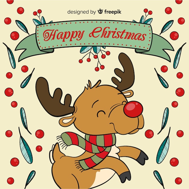 Free vector lovely hand drawn christmas background