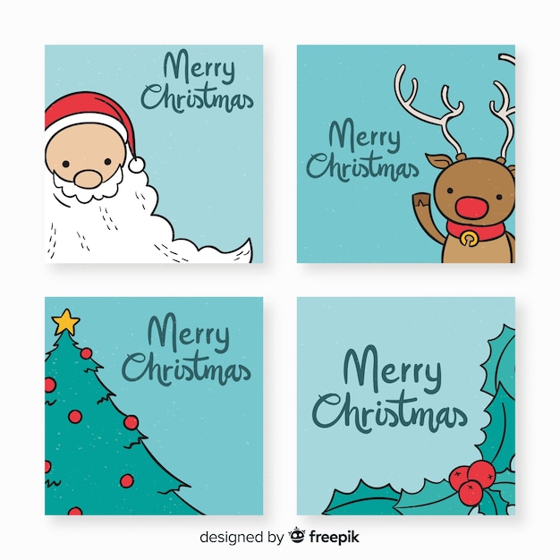 素敵な手描きのクリスマスカードコレクション