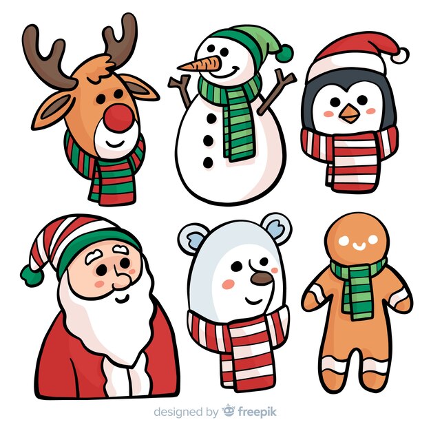 Lovely hand drawn christmas character collection