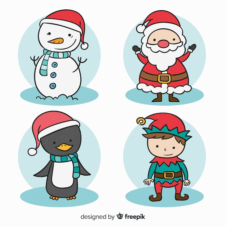 Free Vector lovely hand drawn christmas character collection