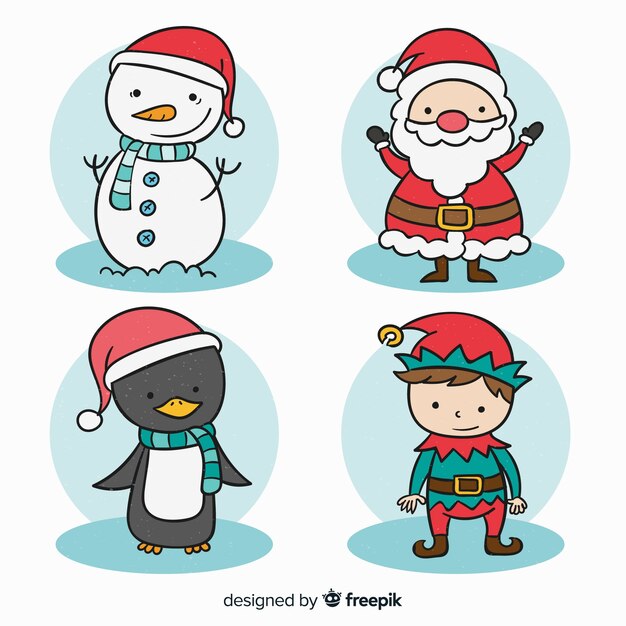 Lovely hand drawn christmas character collection