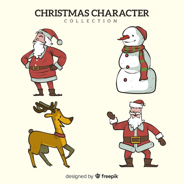 Lovely hand drawn christmas character collection