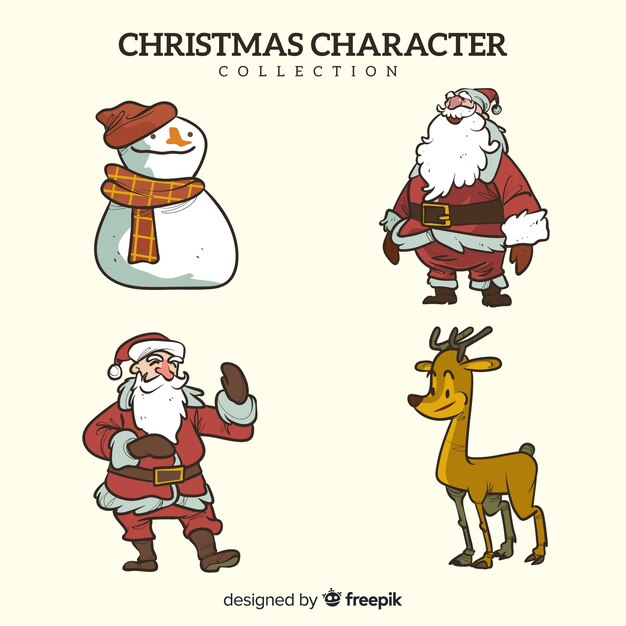素敵な手描きのクリスマスキャラクターコレクション