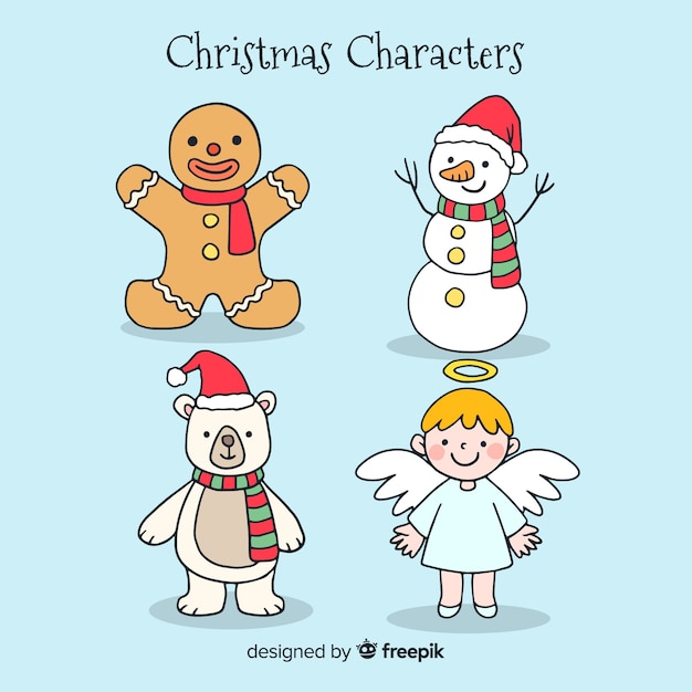 Lovely hand drawn christmas character collection