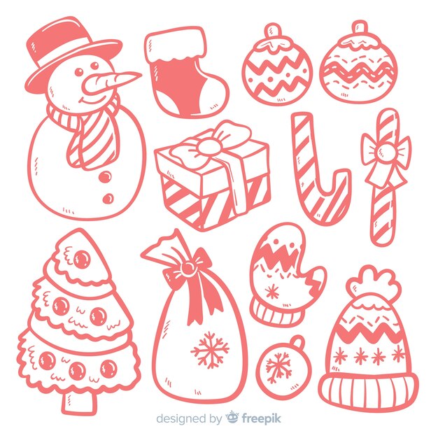 Lovely hand drawn christmas element collection