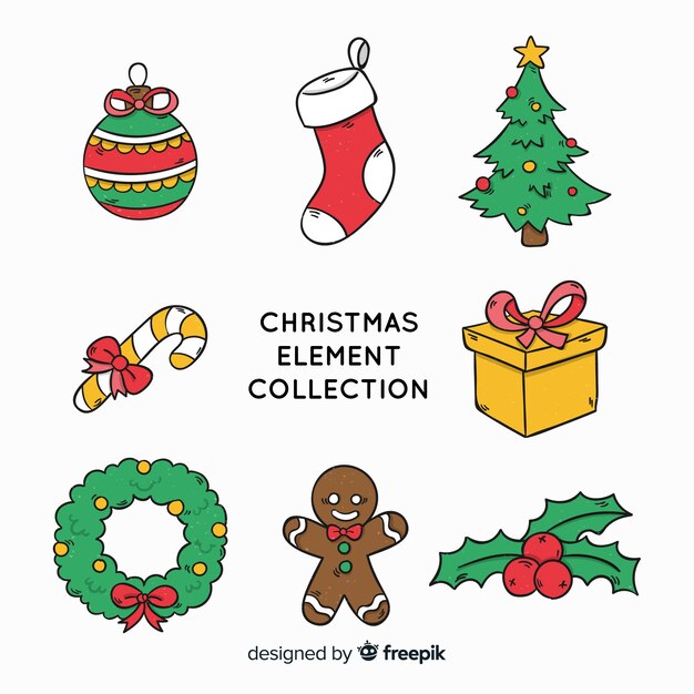 Lovely hand drawn christmas element collection