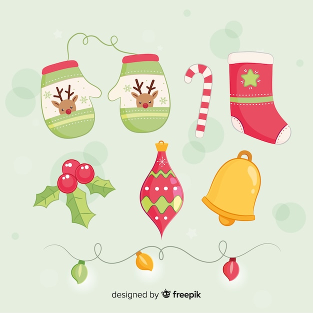 Lovely hand drawn christmas element collection