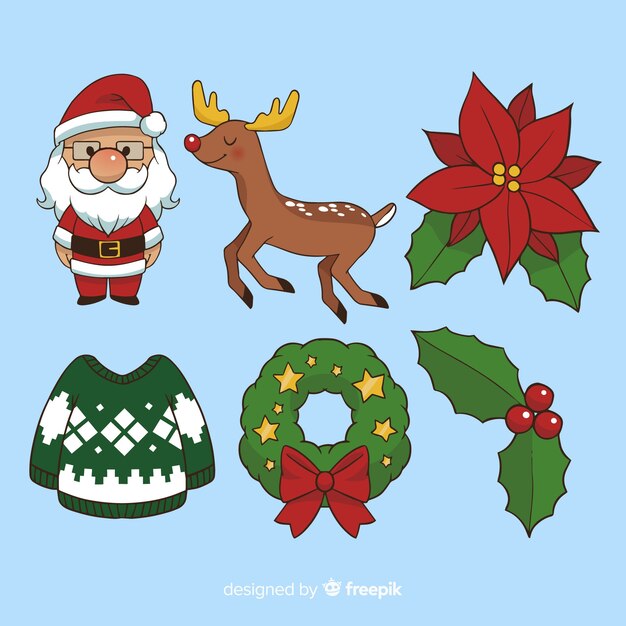 Lovely hand drawn christmas element collection