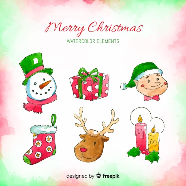 Free vector lovely hand drawn christmas element collection