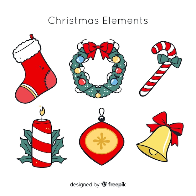 素敵な手描きのクリスマス要素コレクション