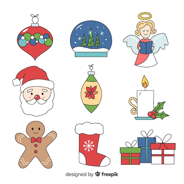 Lovely hand drawn christmas element collection