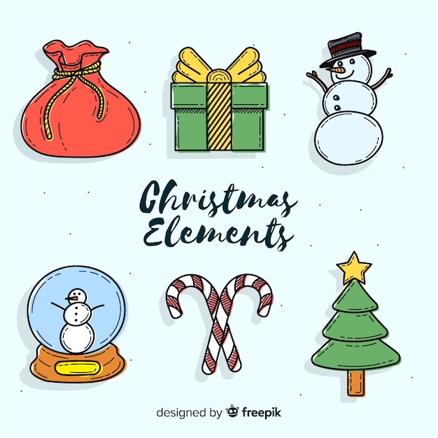 Lovely hand drawn christmas element collection