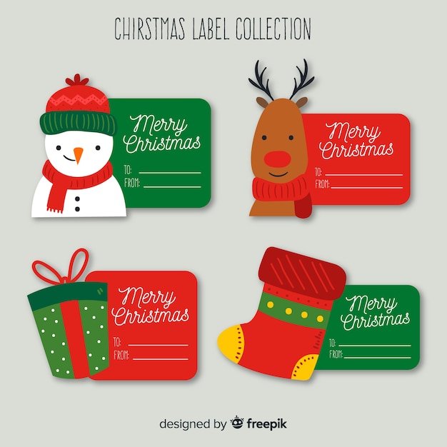 Lovely hand drawn christmas label collection