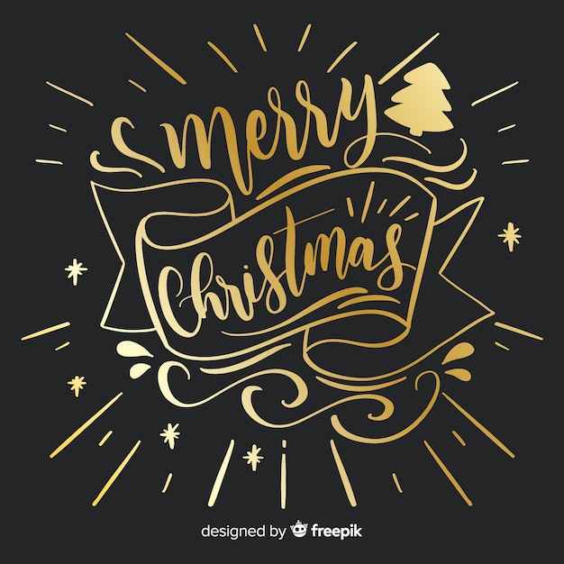 Free vector lovely hand drawn christmas lettering