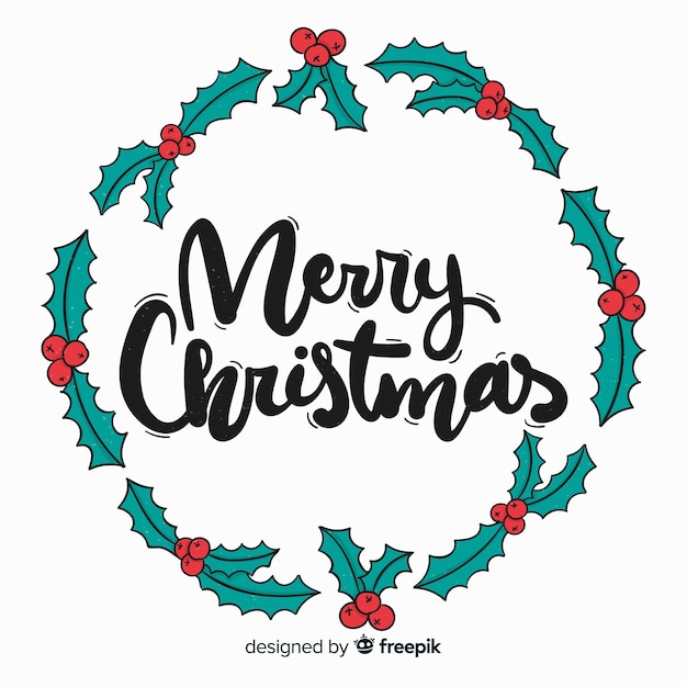 Free vector lovely hand drawn christmas lettering