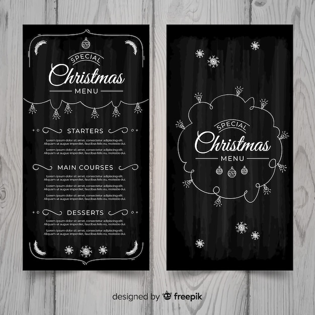 Free vector lovely hand drawn christmas menu template