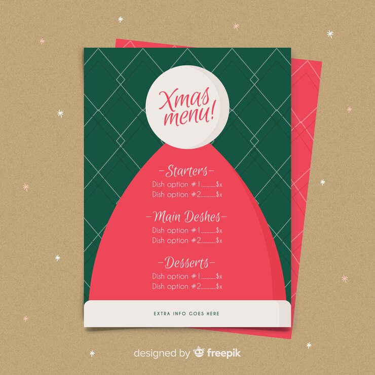 Free Vector lovely hand drawn christmas menu template