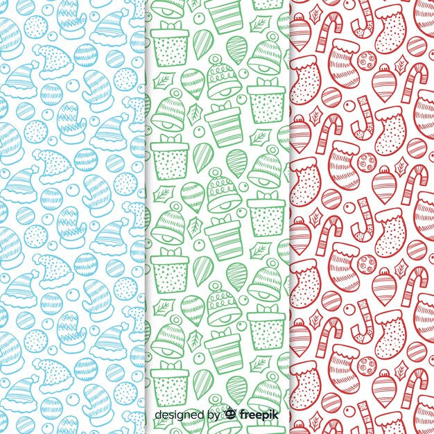 Lovely hand drawn christmas pattern collection