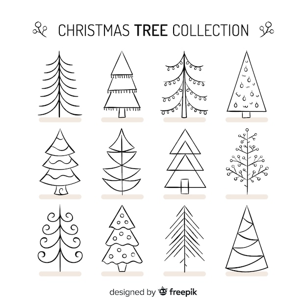 Lovely hand drawn christmas tree collection