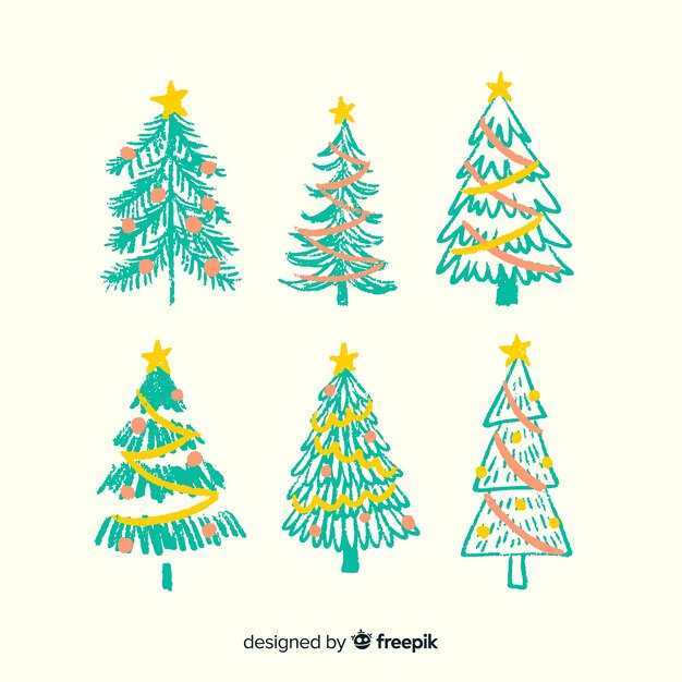 Lovely hand drawn christmas tree collection