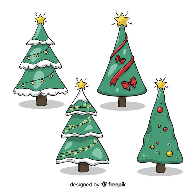 Lovely hand drawn christmas tree collection