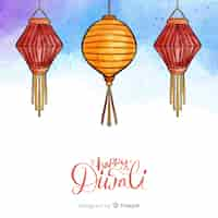 Free vector lovely hand drawn diwali background