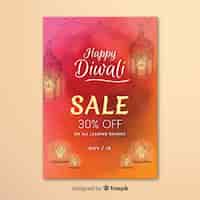 Бесплатное векторное изображение Симпатичный ручной шаблон diwali sale flyer