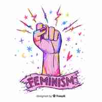 Free vector lovely hand drawn feminism compositionq