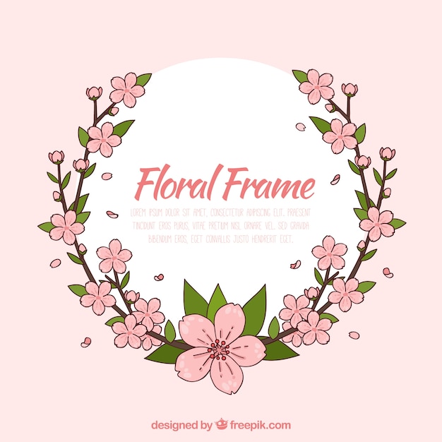 Free vector lovely hand drawn floral frame