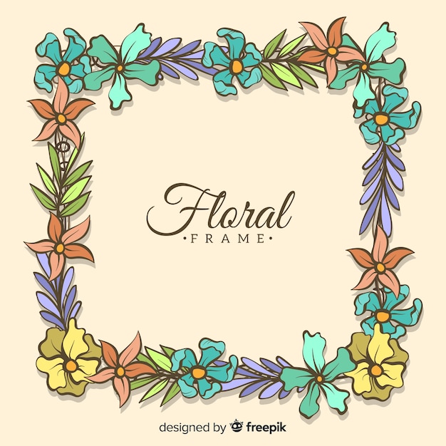 Free vector lovely hand drawn floral frame